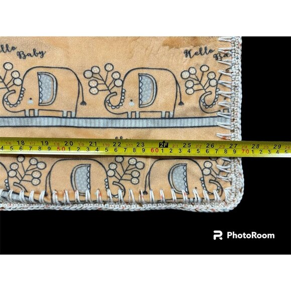 Baby Blanket Elephants Stars Handmade Orange Gray Gender Neutral Soft 27 X 34 - Picture 11 of 11